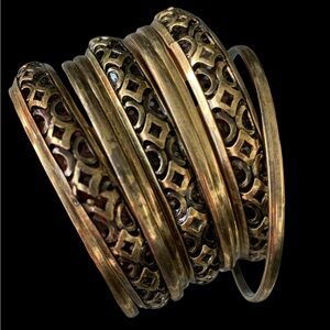Elegant Antiqued Gold Bangle Set
